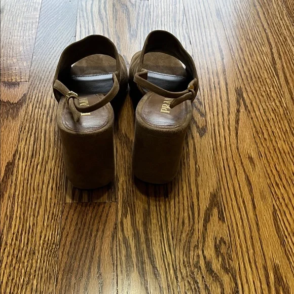 Prada Shield Suede Calzature Donna Camoscio Slingback Heels - Picture 8 of 9